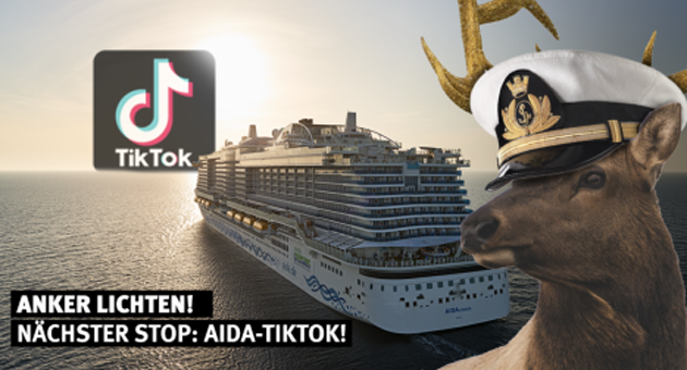 Aida Cruises sticht bei TikTok in See - Aida Cruises will mit dem neuen Social Media-Kanal eine jüngere Zielgruppe erreichen - Foto: ZgH